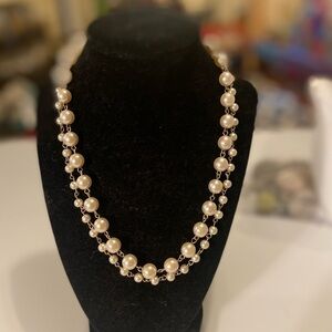 Woman’s faux pearl double strand necklace